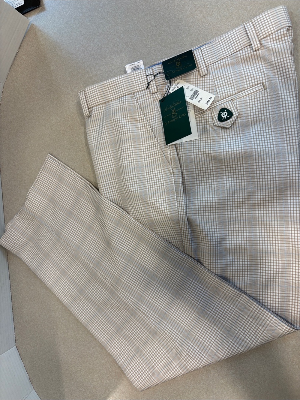 Brooks Brothers Men's Plaid Dress Pants - Beige Check